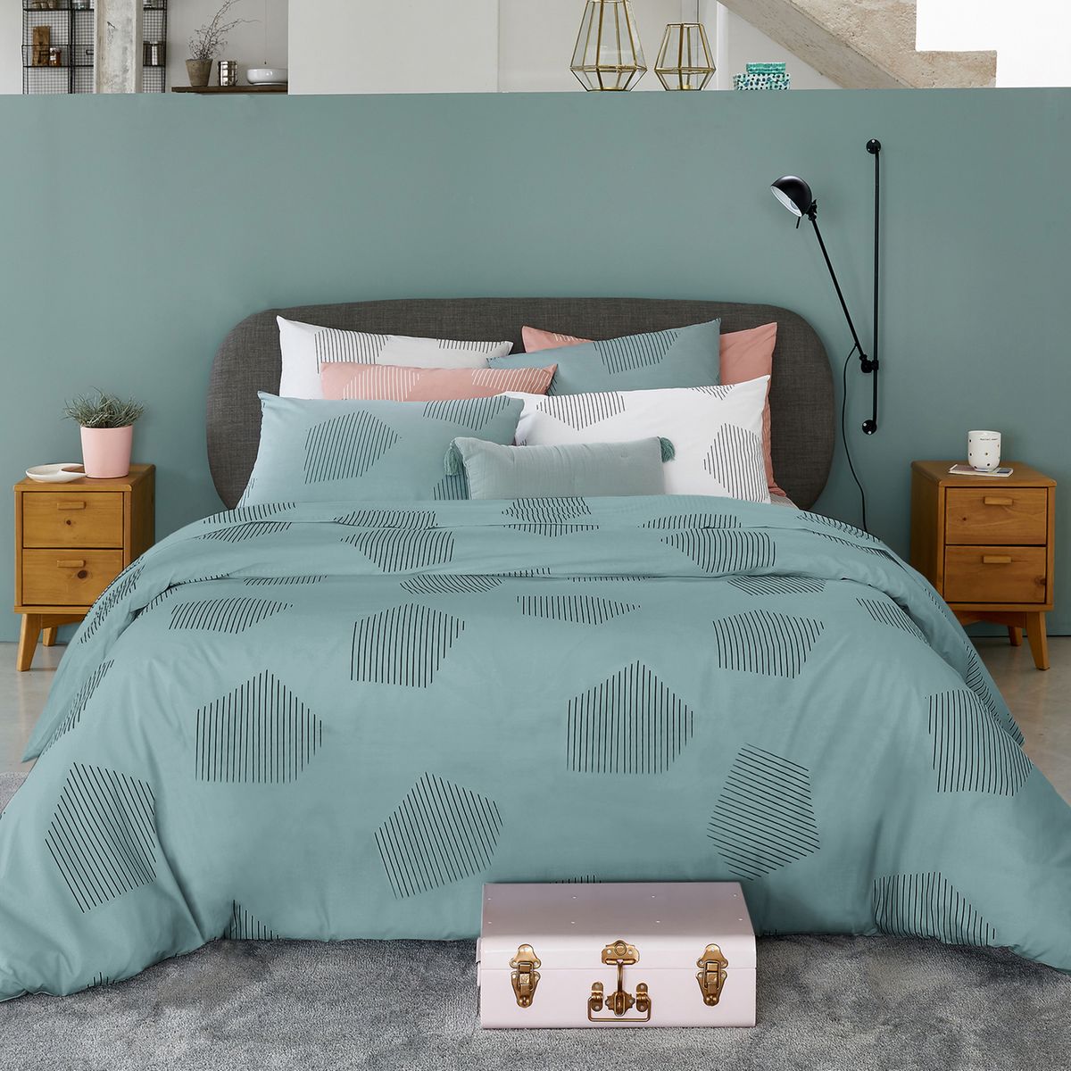 Housse de couette percale pur coton HEXA