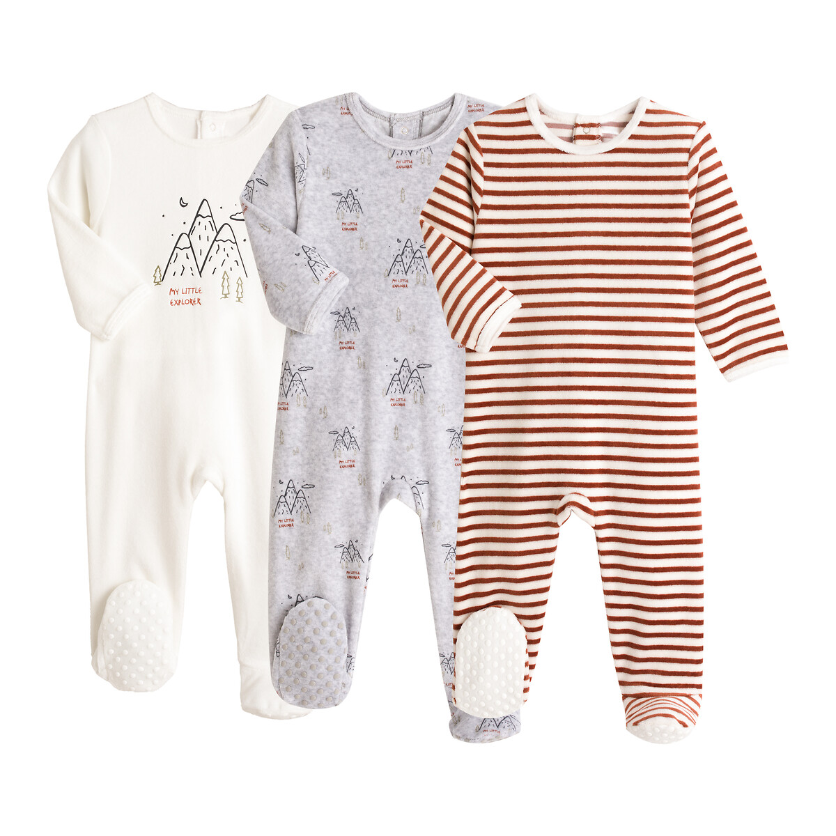 

Комплект из 3 пижам из LA REDOUTE COLLECTIONS, Серый, Биохлопкового велюра 0 мес-3 лет 1 мес. - 54 см серый