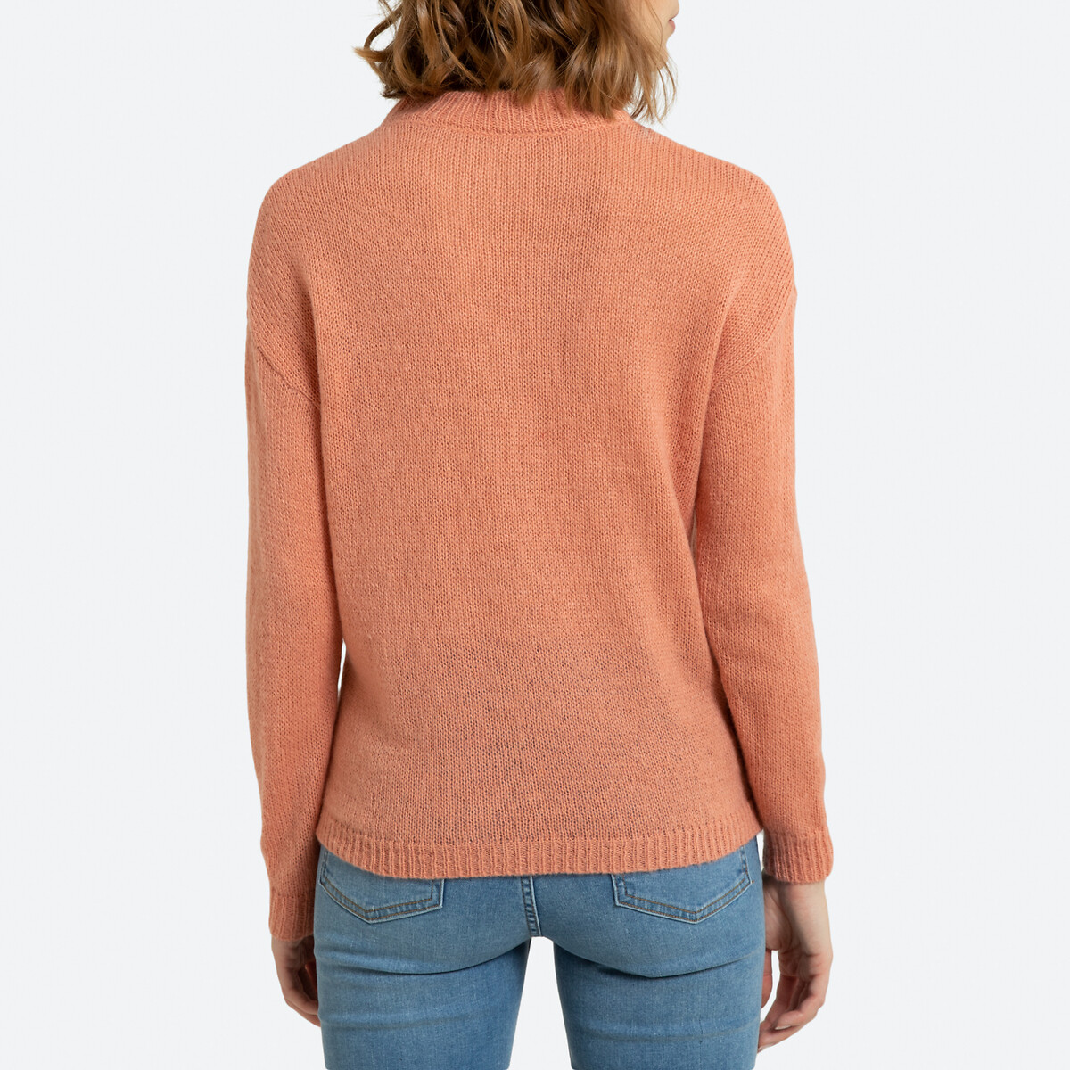 Пуловер La Redoute С круглым вырезом из плотного трикотажа S розовый, размер S - фото 4
