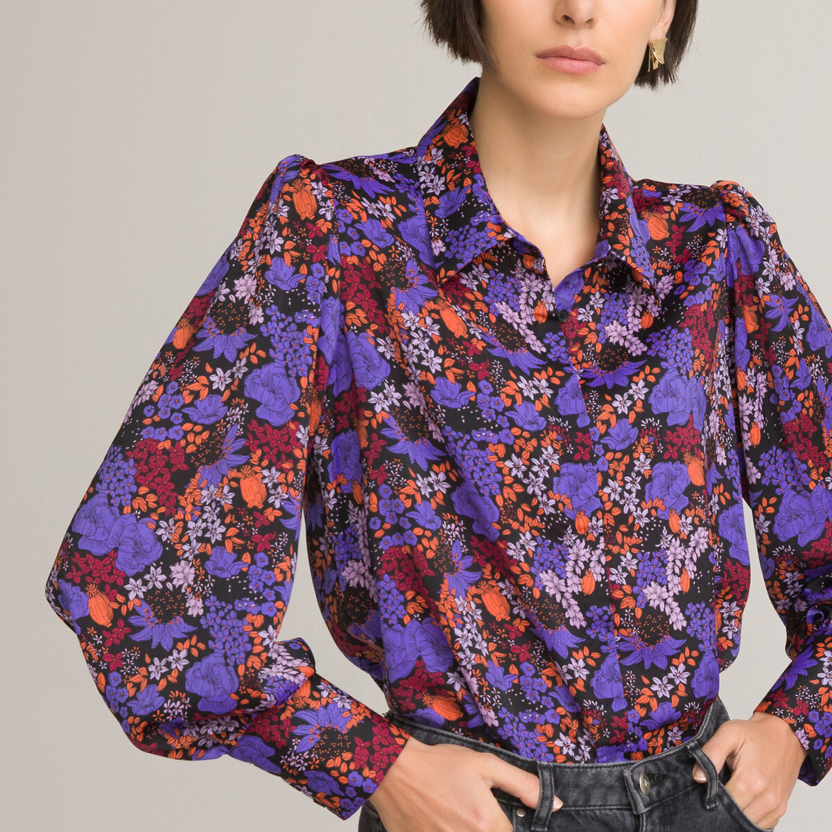 

Блузка LaRedoute, Каштановый, С цветочным рисунком и длинными рукавами 44 (FR) - 50 (RUS) каштановый