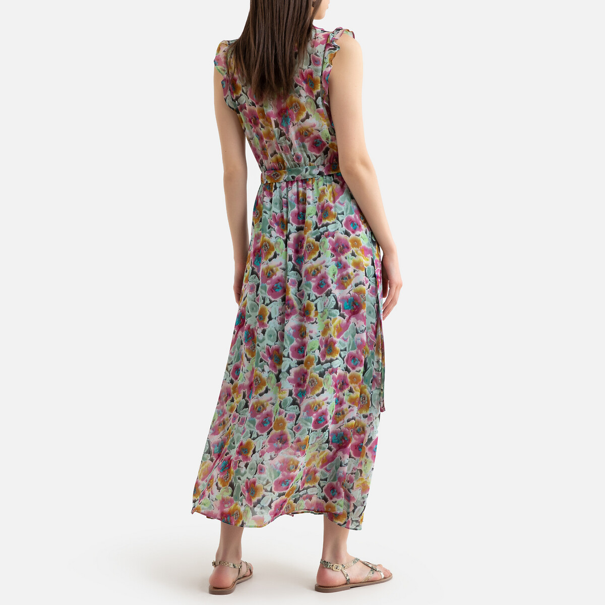 Платье-миди LaRedoute V-образный вырез без рукавов L розовый, размер L - фото 4