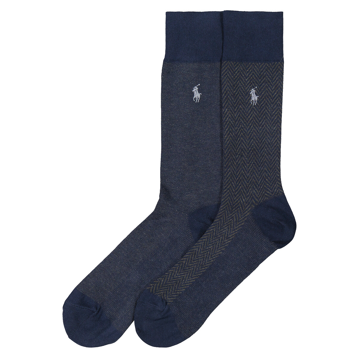 Комплект из двух пар носков из чесаного хлопка  39/45 синий LaRedoute, размер 39/45