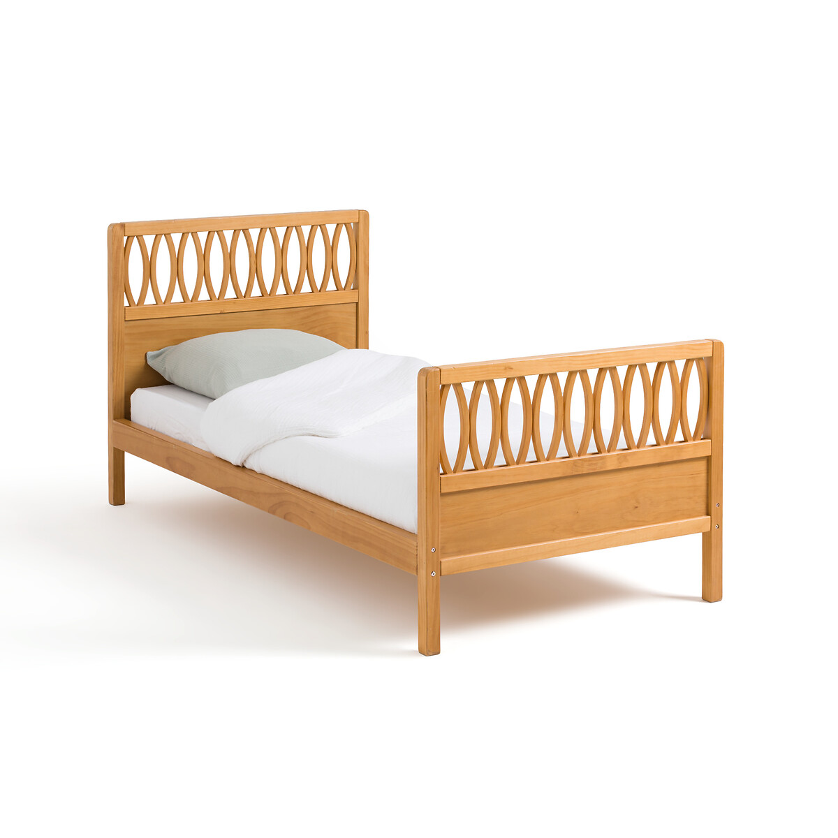 Кровать в винтажном стиле с сеткой Malu 90 x 190 см каштановый изголовье laredoute кровати с обивкой в современном стиле numa 140 см серый