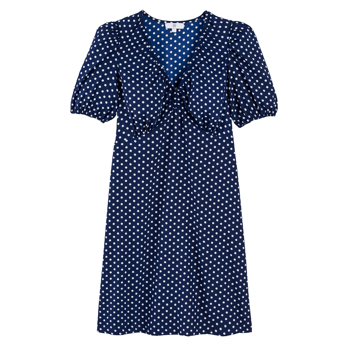 Платье LA REDOUTE COLLECTIONS Короткое с V-образным вырезом принт в горошек 40 другие, размер 40 - фото 5