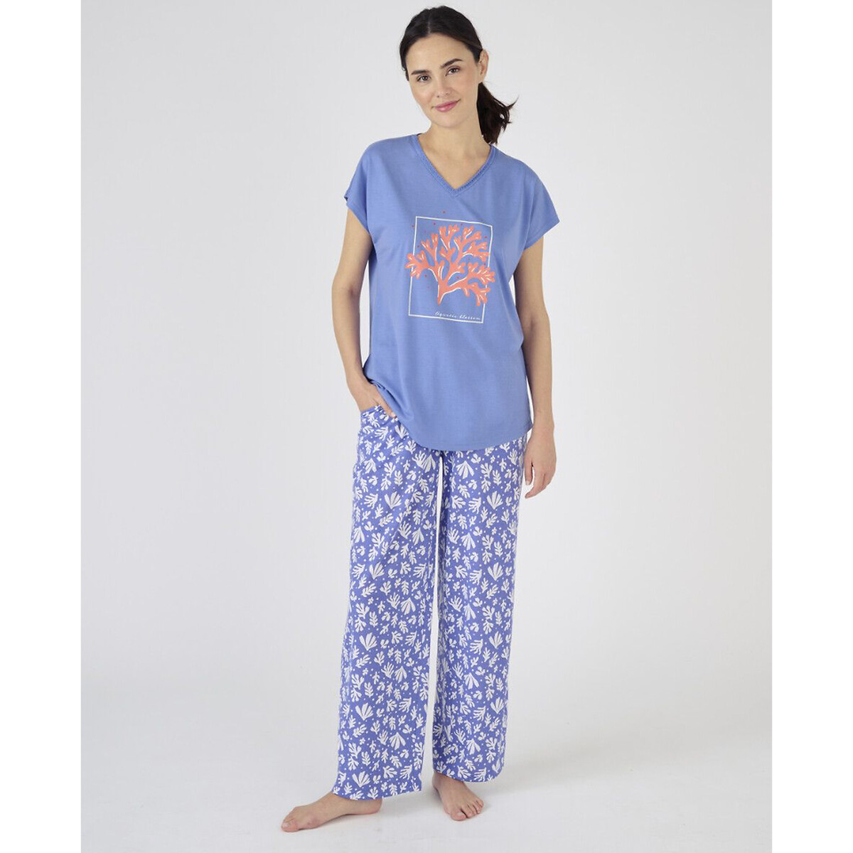 Комплект пижамный с короткими рукавами Climatyl XL синий ночная рубашка с короткими рукавами climatyl xl розовый