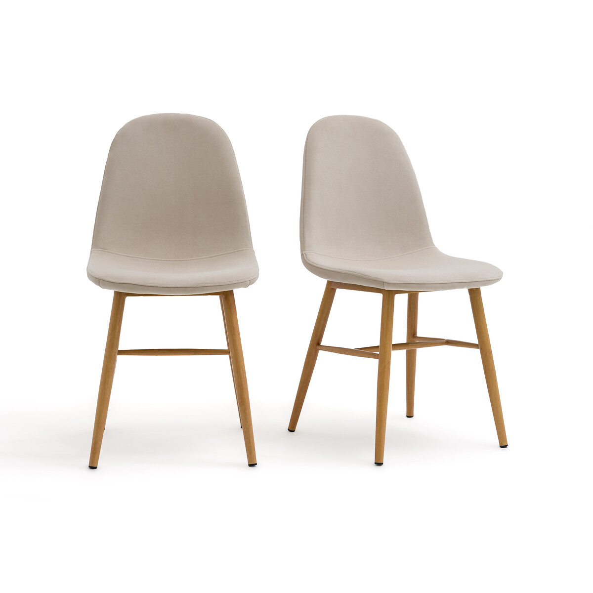 Комплект из двух стульев с LA REDOUTE INTERIEURS Обивкой из велюра Polina единый размер бежевый - фото 1