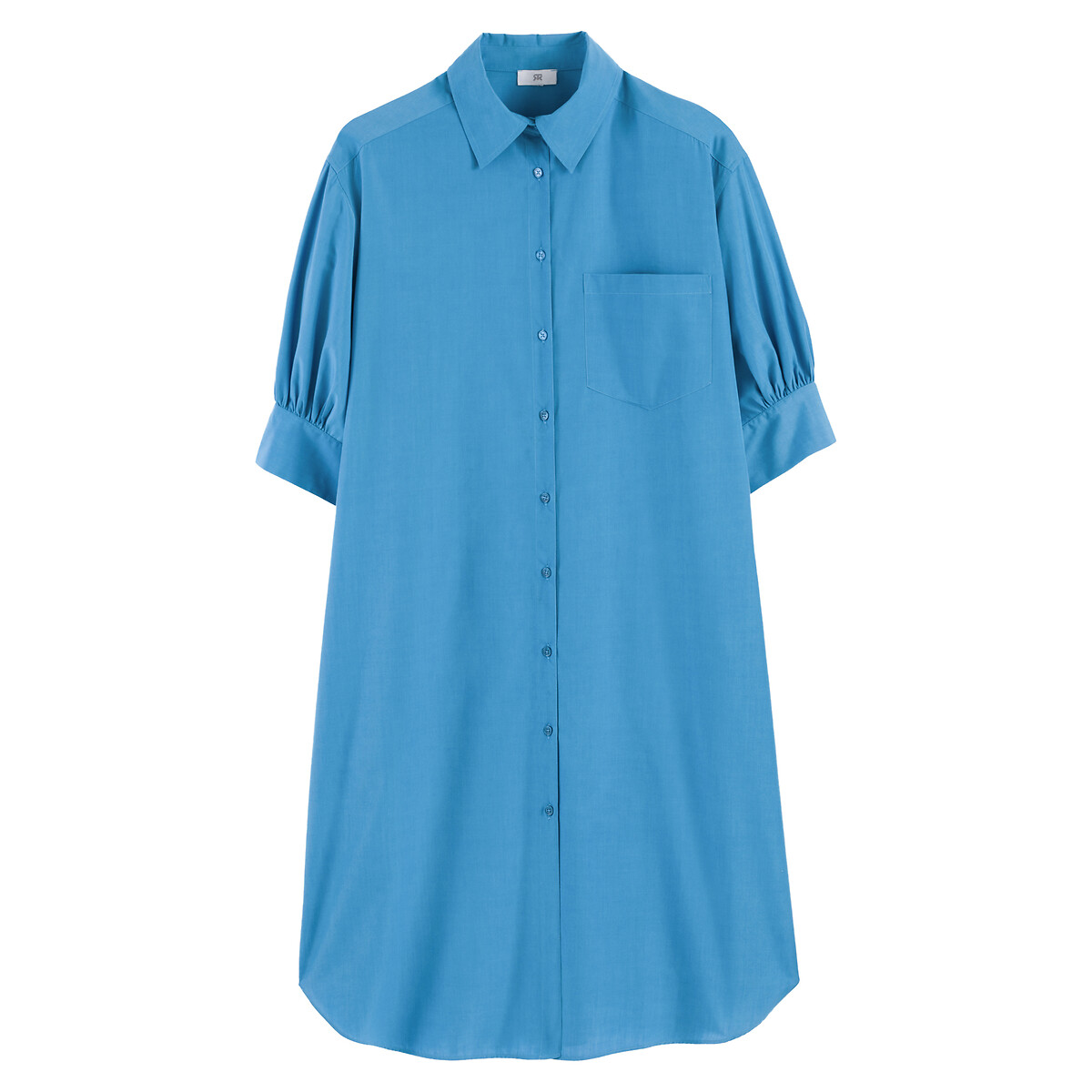 Платье-рубашка Длинное короткие рукава с напуском 44 синий LaRedoute, размер 44 - фото 5