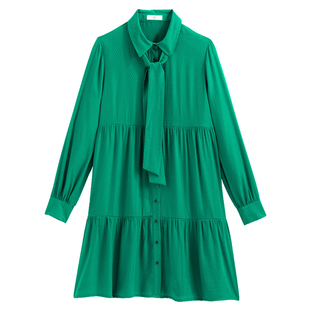 Платье LaRedoute Расклешенное короткое с длинными рукавами 46 (FR) - 52 (RUS) зеленый, размер 46 (FR) - 52 (RUS) Расклешенное короткое с длинными рукавами 46 (FR) - 52 (RUS) зеленый - фото 5