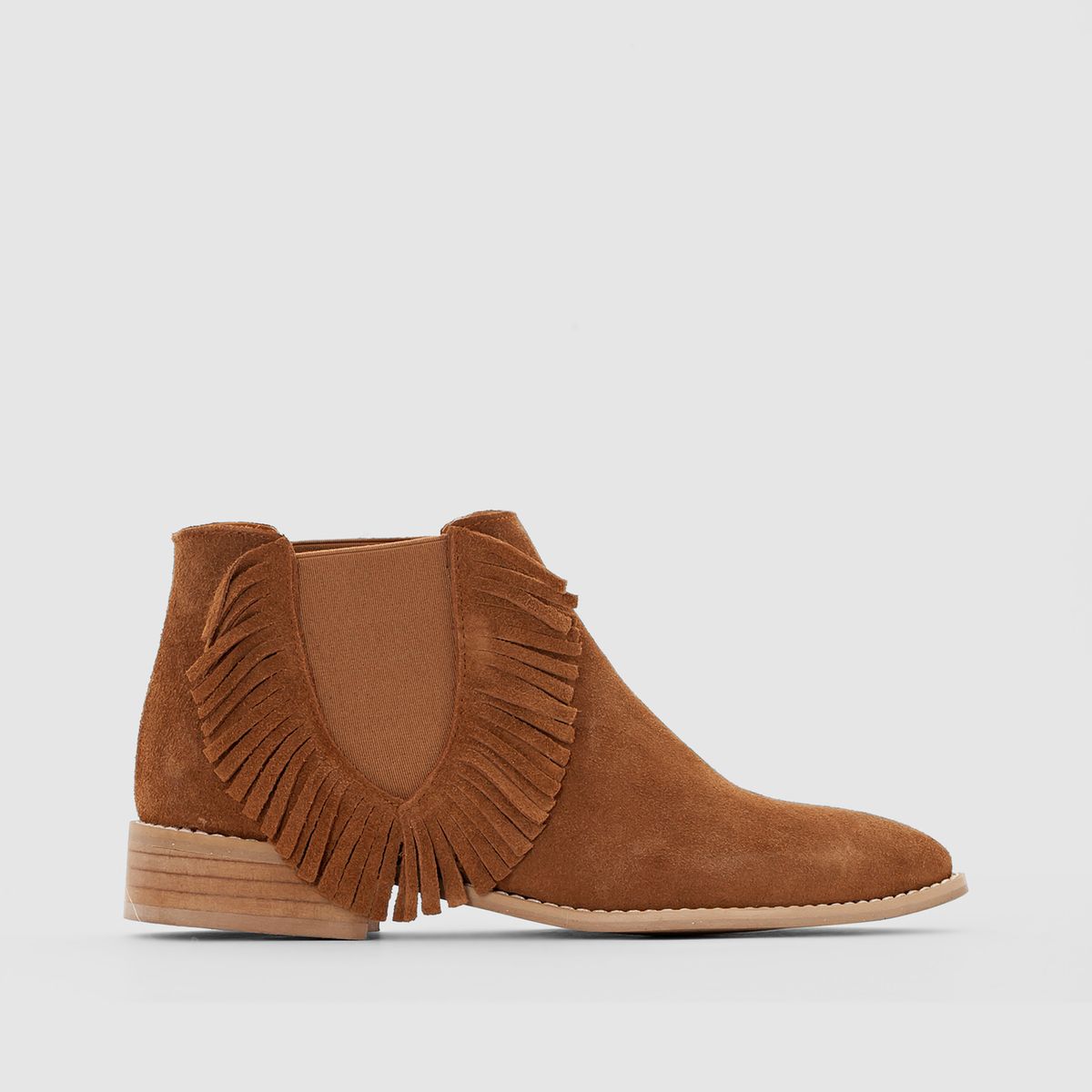 Boots croûte de cuir, franges