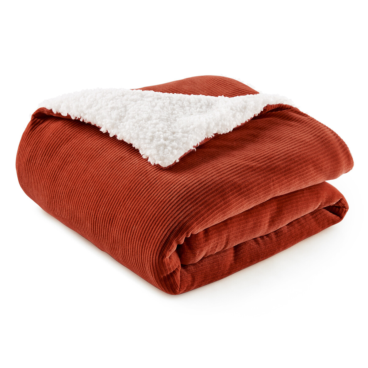 Одеяло LaRedoute Ouate Velours 90 x 190 см оранжевый, размер 90 x 190 см - фото 3