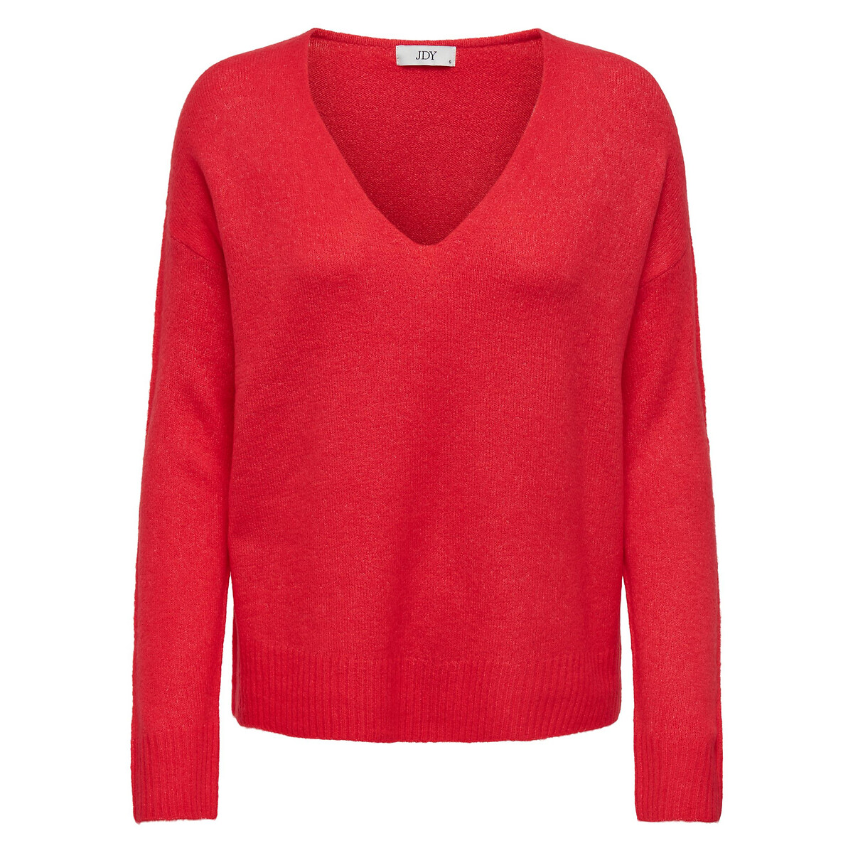 Пуловер С V-образным вырезом из пышного трикотажа S красный LaRedoute, размер S - фото 3