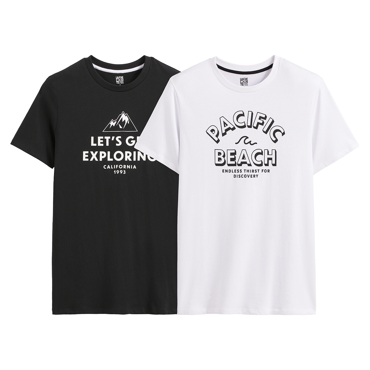 Комплект из двух футболок с круглым вырезом с надписью  M белый LaRedoute, размер M - фото 3