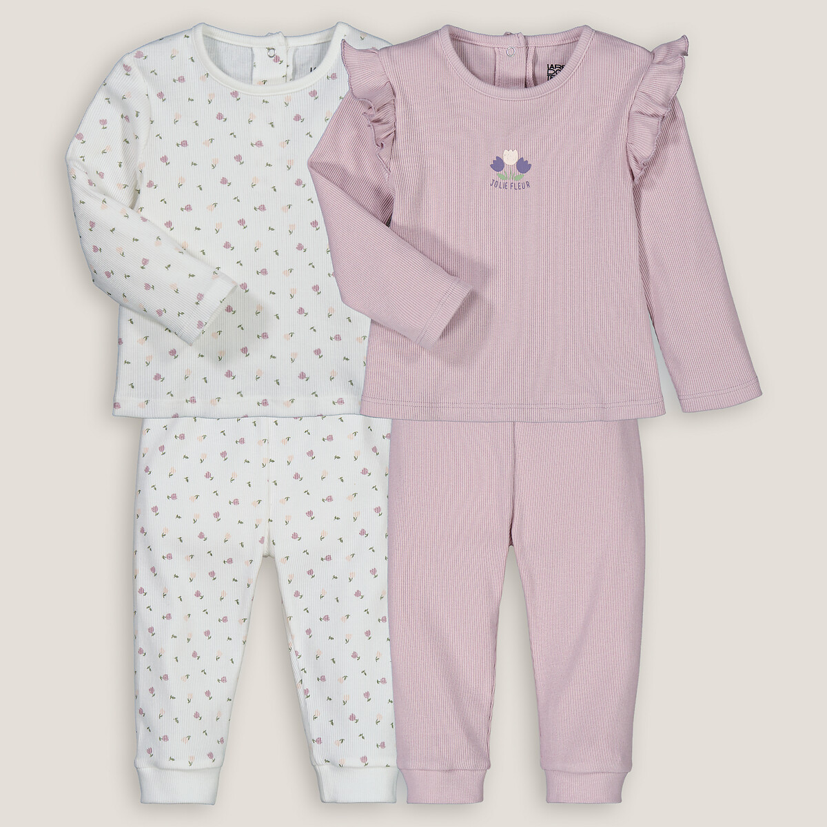 Комплект из двух пижам раздельных в рубчик 3 года - 94 см другие комплект из двух маек с воланами 3 года 94 см розовый
