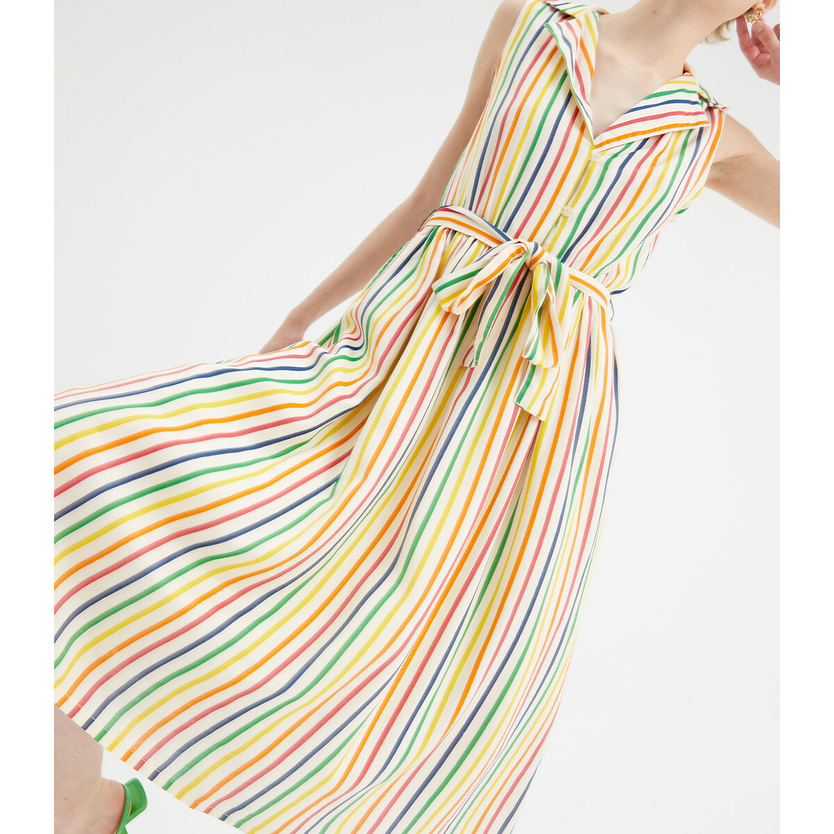 Платье-миди Без рукавов в разноцветную полоску XL разноцветный LaRedoute, размер XL - фото 4