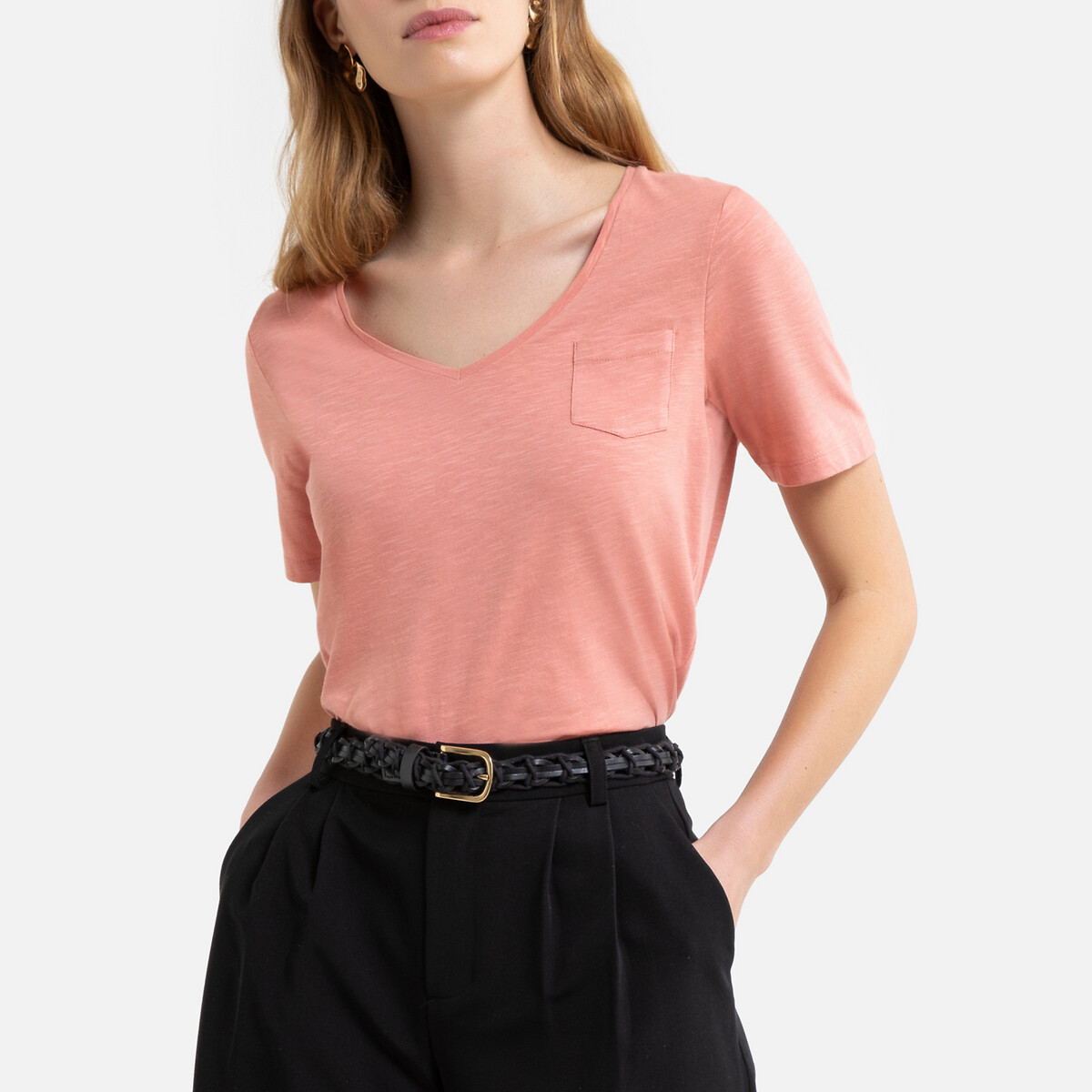 

Футболка La Redoute, Розовый, С V-образным вырезом и короткими рукавами L розовый