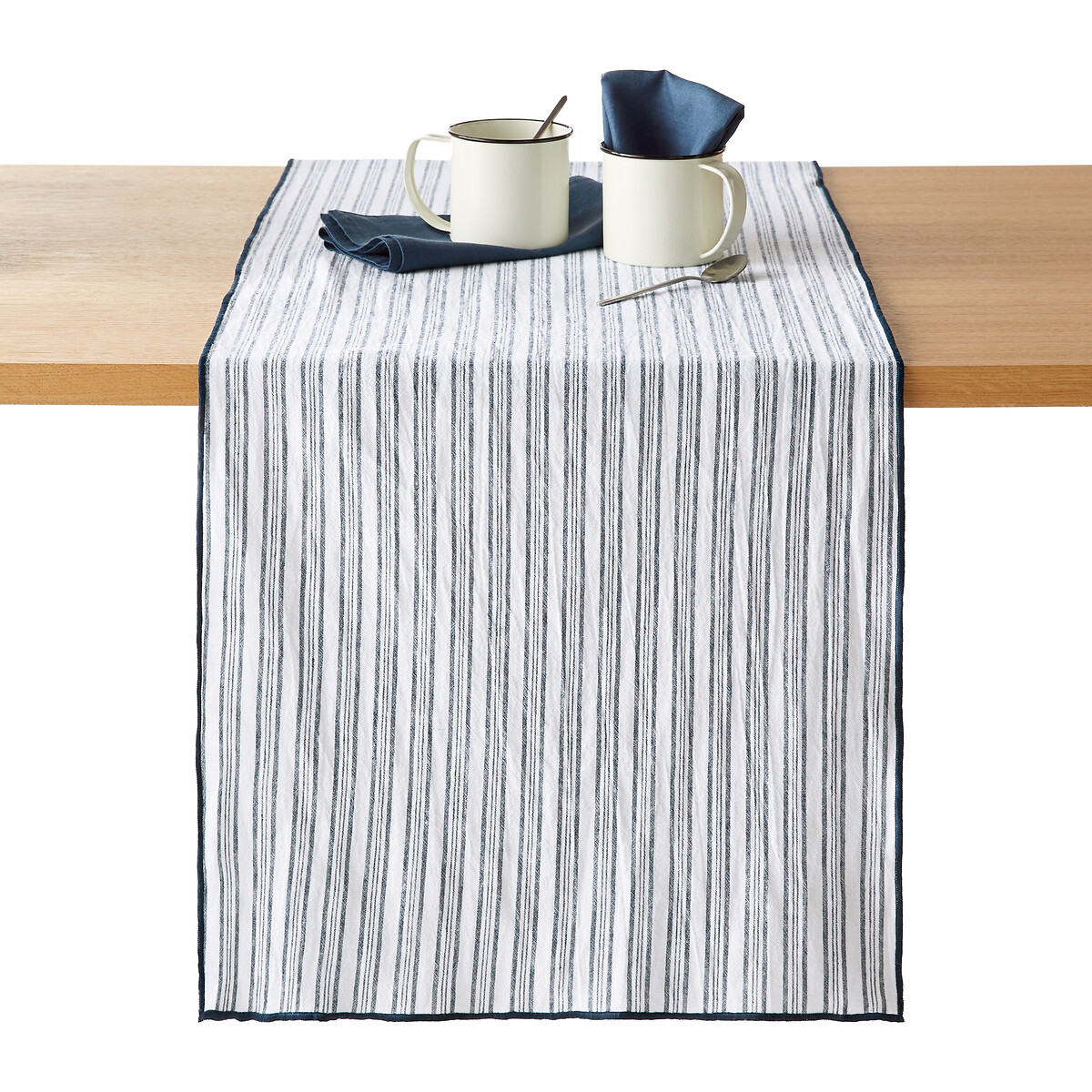 Столовая LaRedoute Дорожка из смешанной ткани из льна и стираного хлопка Lacanau 45 x 150 см бежевый, размер 45 x 150 см - фото 1