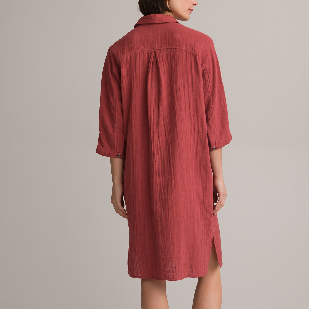 Платье Прямое длиной до колен из 100 хлопка 46 красный LaRedoute, размер 46 - фото 4