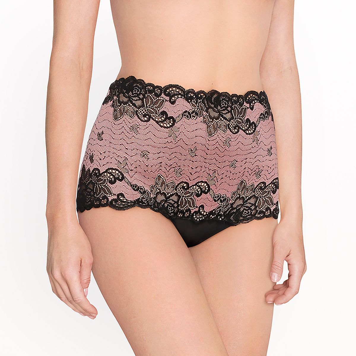 Culotte haute en dentelle et microfibre