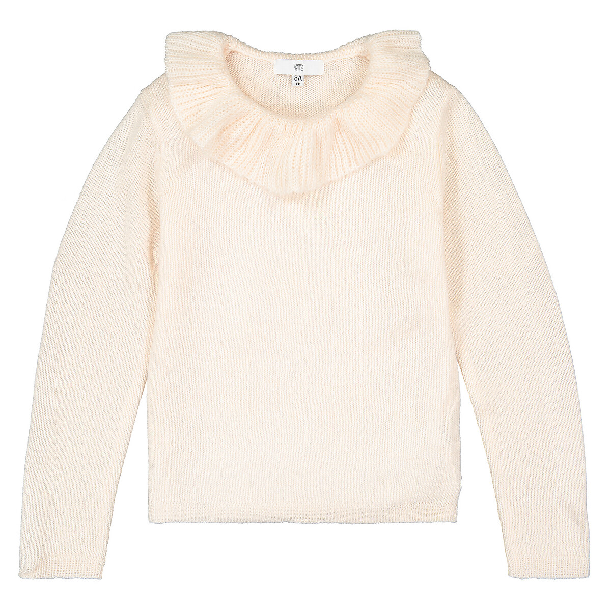 Пуловер LaRedoute С круглым вырезом с воланами из тонкого трикотажа 3-12 лет 4 года - 102 см розовый, размер 4 года - 102 см - фото 3