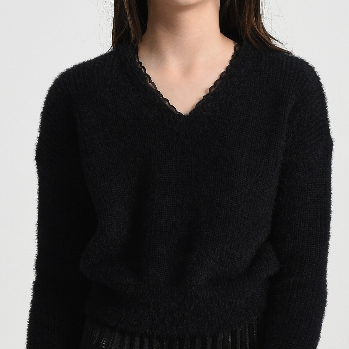 Пуловер С V-образным вырезом 14 лет - 156 см черный LaRedoute, размер 14 лет - 156 см - фото 4