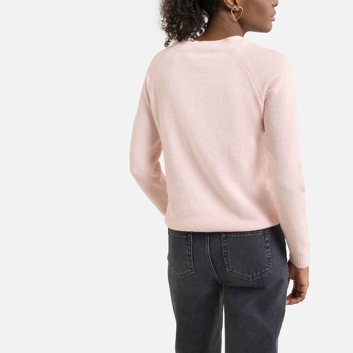 Пуловер VERO MODA Из пышного трикотажа с круглым вырезом XS розовый, размер XS - фото 4