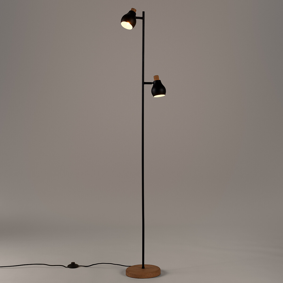 Светильник La Redoute Из металла и дуба с  абажурами Hikaeme единый размер черный - фото 2