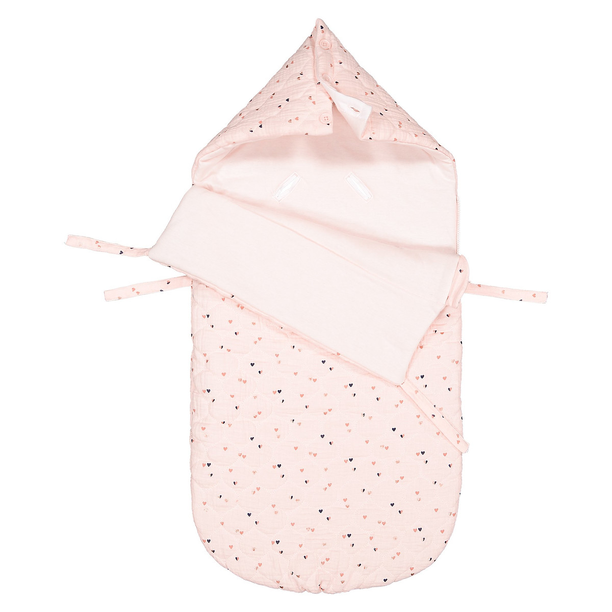 Конверт La Redoute Для новорожденных с капюшоном и рисунком единый размер розовый - фото 2
