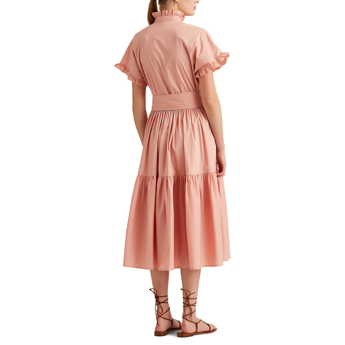 Платье-миди LAUREN RALPH LAUREN С воланами короткие рукава M розовый, размер M - фото 3