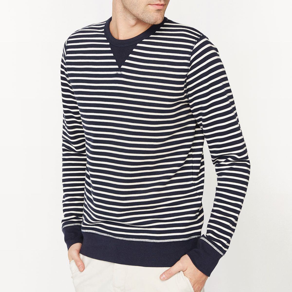 Sweat rayé col rond