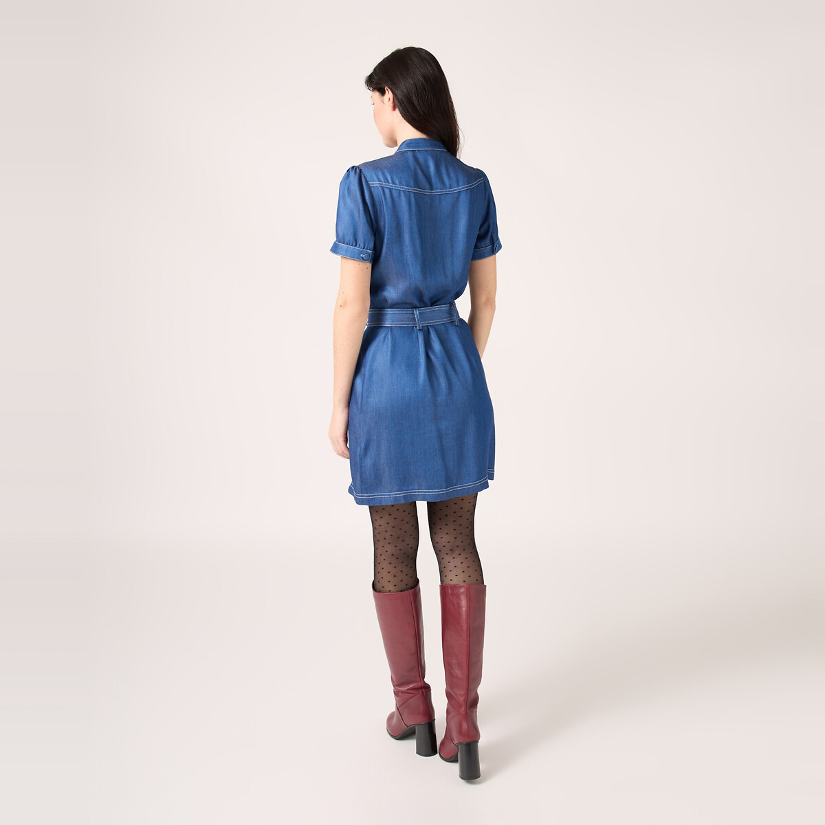 Платье Из вискозы на пуговицах спереди с ремешком 46 синий LaRedoute, размер 46 - фото 5