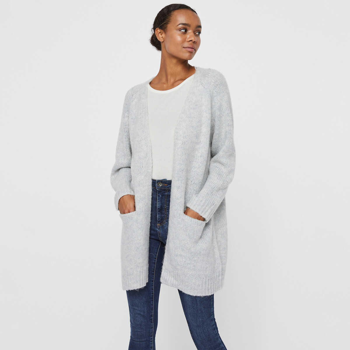 

Кардиган LaRedoute, Серый, Длинный без застежки XS серый