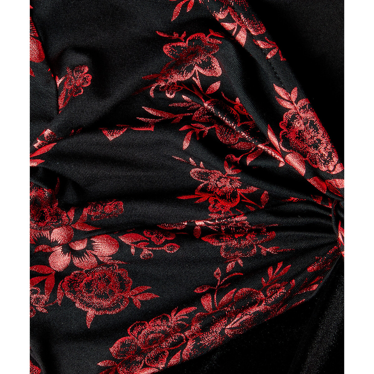 Платье LaRedoute Из велюра с рисунком V-образный вырез эффект завязок 42 (FR) - 48 (RUS) черный, размер 42 (FR) - 48 (RUS) Из велюра с рисунком V-образный вырез эффект завязок 42 (FR) - 48 (RUS) черный - фото 4