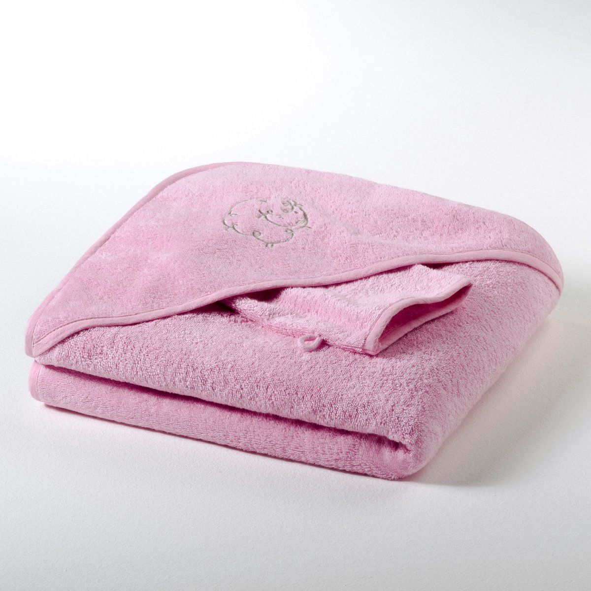 Cape de bain + gant bébé éponge 420 g/m² fille et