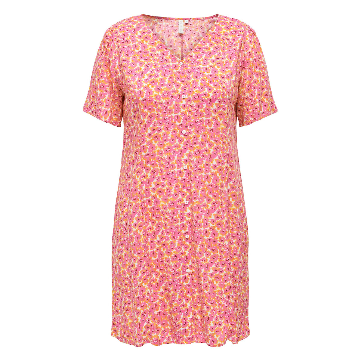 Платье С V-образным вырезом и цветочным принтом 58 розовый