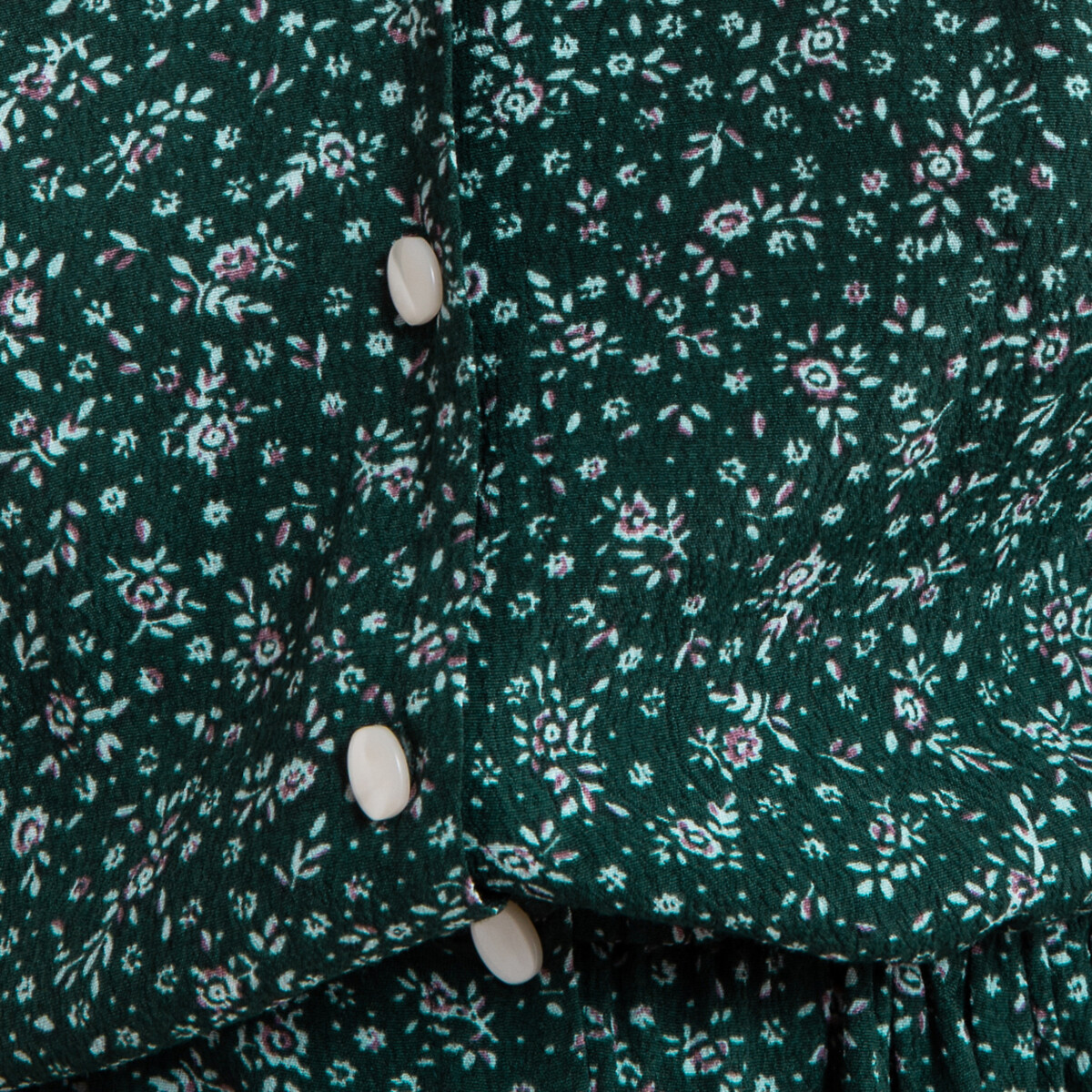 Платье La Redoute С длинными рукавами цветочный принт 2(M) зеленый, размер 2(M) С длинными рукавами цветочный принт 2(M) зеленый - фото 4