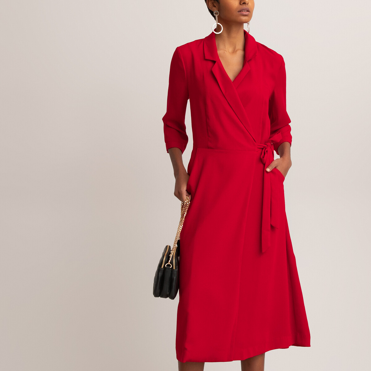 Платье La Redoute С воротником и рукавами 46 (FR) - 52 (RUS) красный, размер 46 (FR) - 52 (RUS) С воротником и рукавами 46 (FR) - 52 (RUS) красный - фото 3