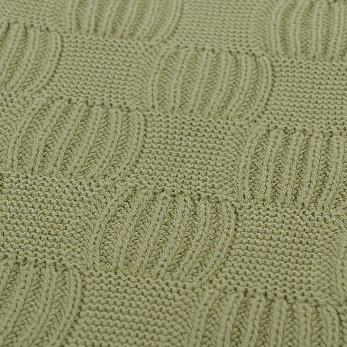 Плед Из хлопка рельефной вязки травянисто-зеленого цвета из коллекции Essential 130х170 см единый размер зеленый LaRedoute - фото 5
