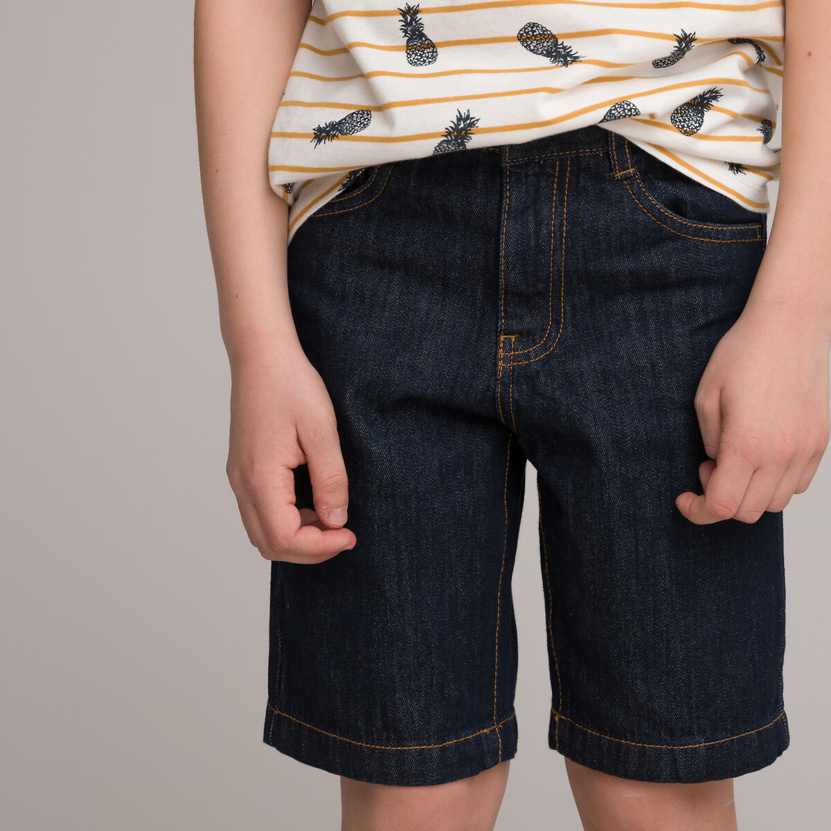 Бермуды из джинсовой ткани 3-12 лет 5 синий юбка из легкой джинсовой ткани 3 12 лет 5 лет 108 см синий