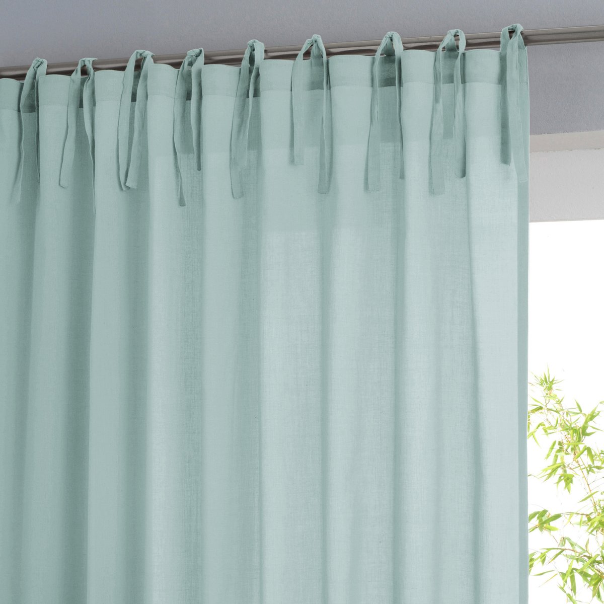 Image of Single Cotton Voile Panel with Tie Top