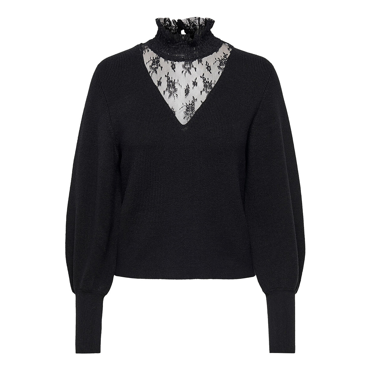 Пуловер с воротником-стойкой из тонкого трикотажа XS черный пуловер в полоску из тонкого трикотажа xs белый