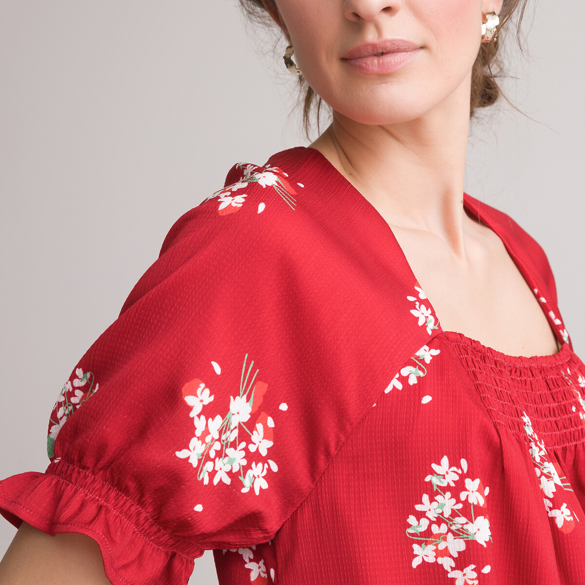 Платье-миди ANNE WEYBURN Расклешенное с цветочным принтом 56 красный, размер 56 - фото 3