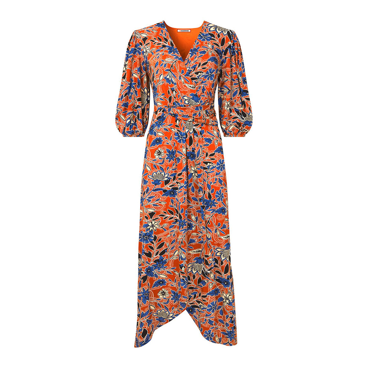 Платье С V-образным вырезом из джерси с цветочным принтом 48 оранжевый LaRedoute, размер 48 - фото 4