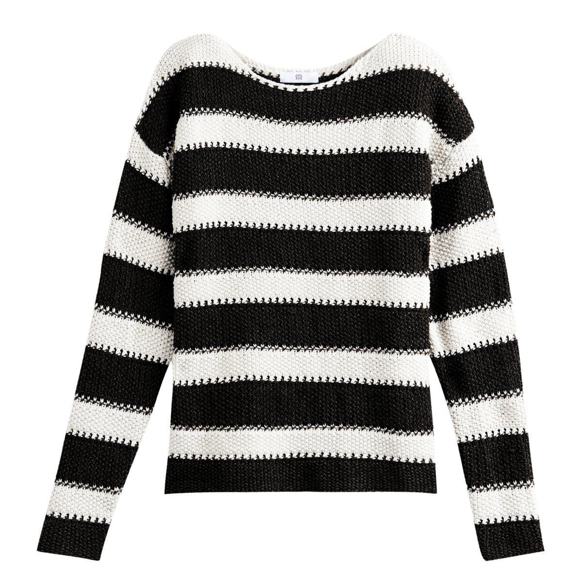 Пуловер La Redoute В полоску в морском стиле из плотного трикотажа S черный, размер S - фото 5