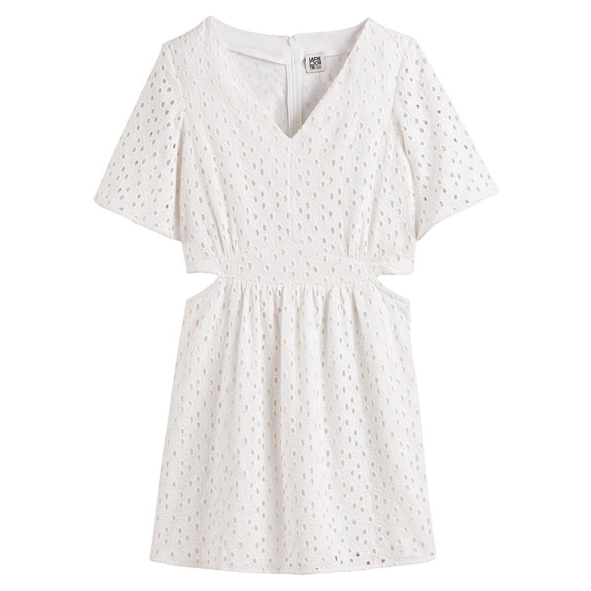 Платье короткое из английской вышивки  XS белый LaRedoute, размер XS - фото 3