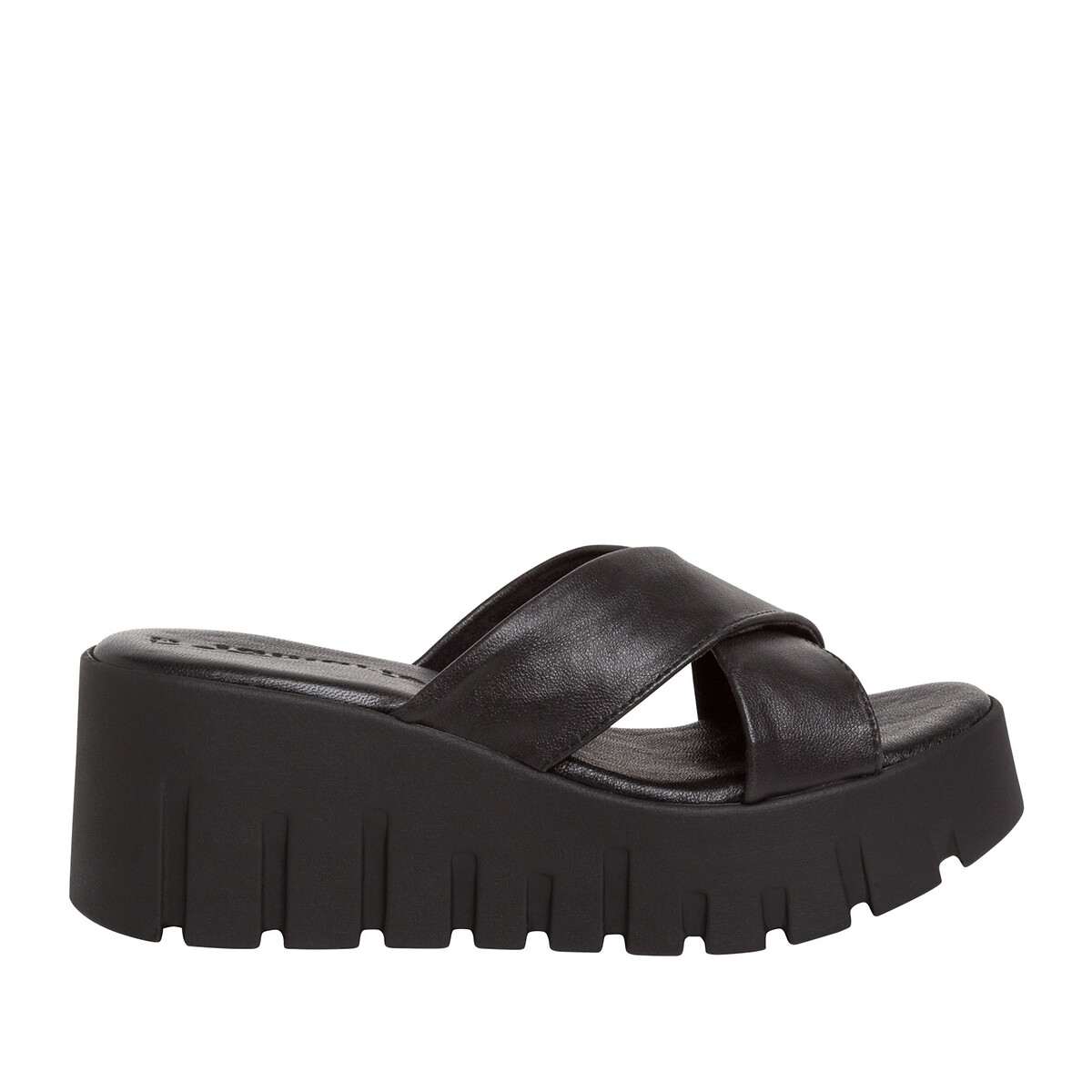 Туфли Без задника кожаные на платформе 37 черный LaRedoute, размер 37