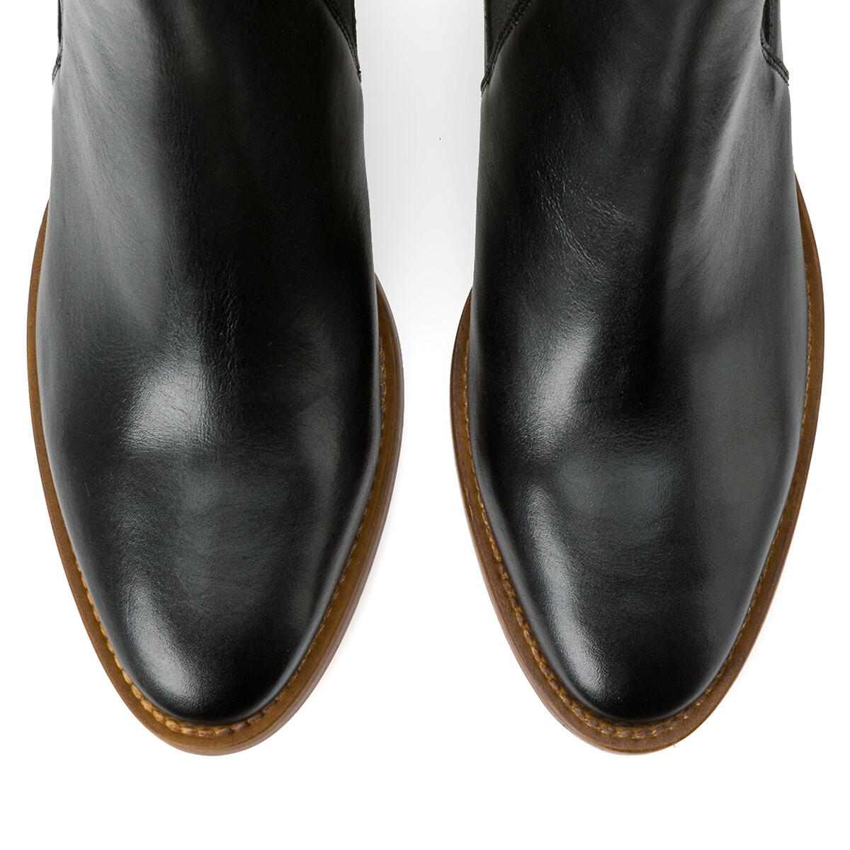 Ботинки LA REDOUTE COLLECTIONS Кожаные на широком каблуке 37 черный, размер 37 - фото 3