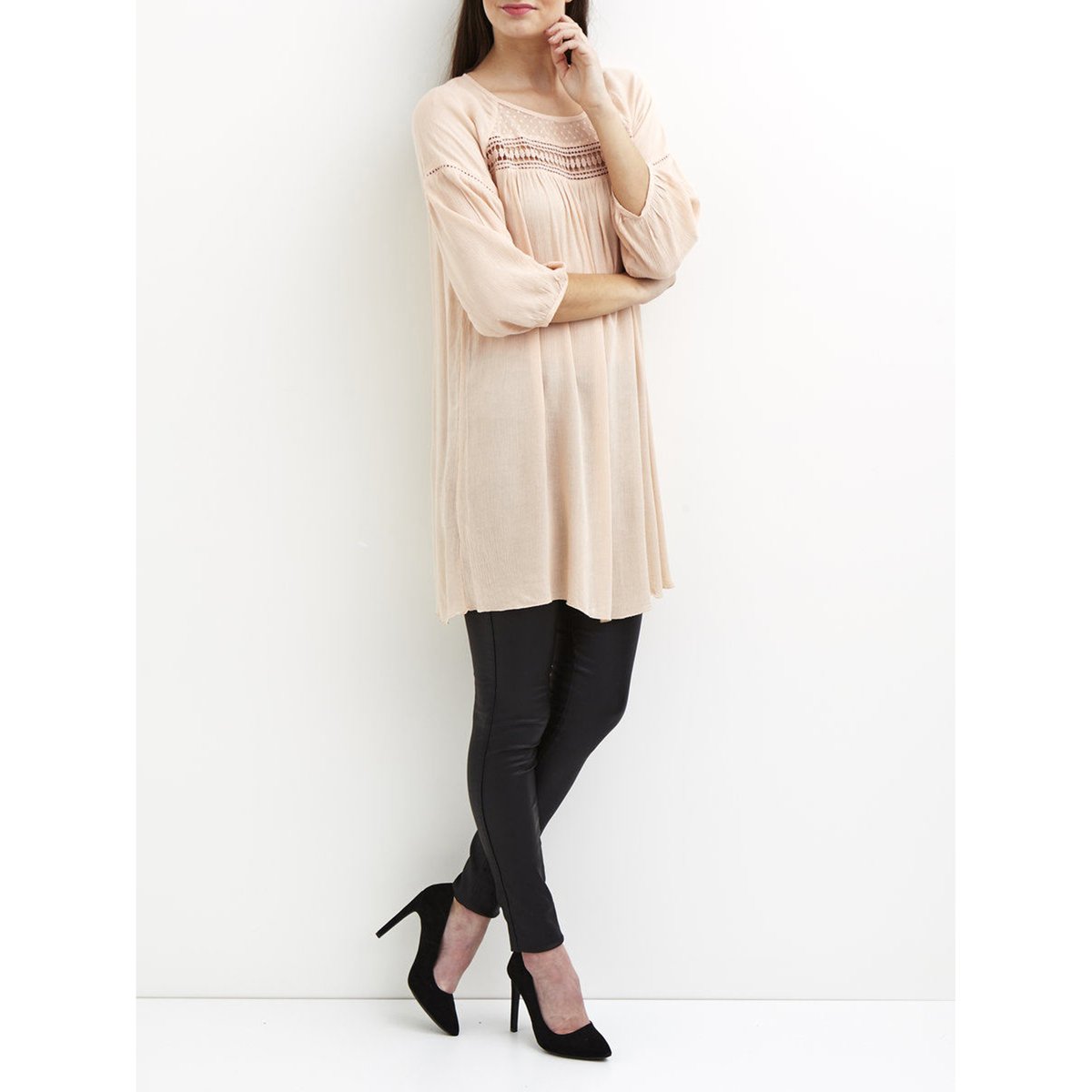 

Платье с рукавами 3/4, из вуали, с вышивкой гладью, VILA VIGURLA TUNIC
