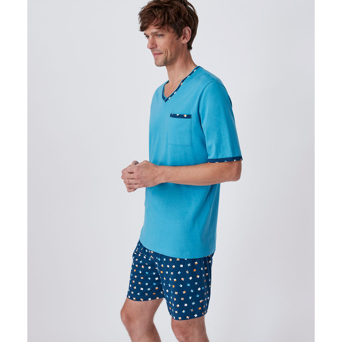 Пижама С шортами и V-образным вырезом с принтом XXL синий LaRedoute, размер XXL - фото 2