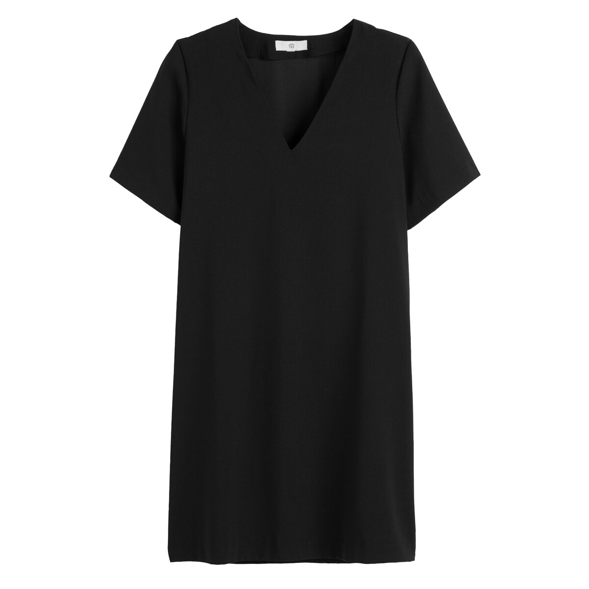 Платье Короткое с V-образным вырезом короткие рукава 56 черный LaRedoute, размер 56 - фото 5