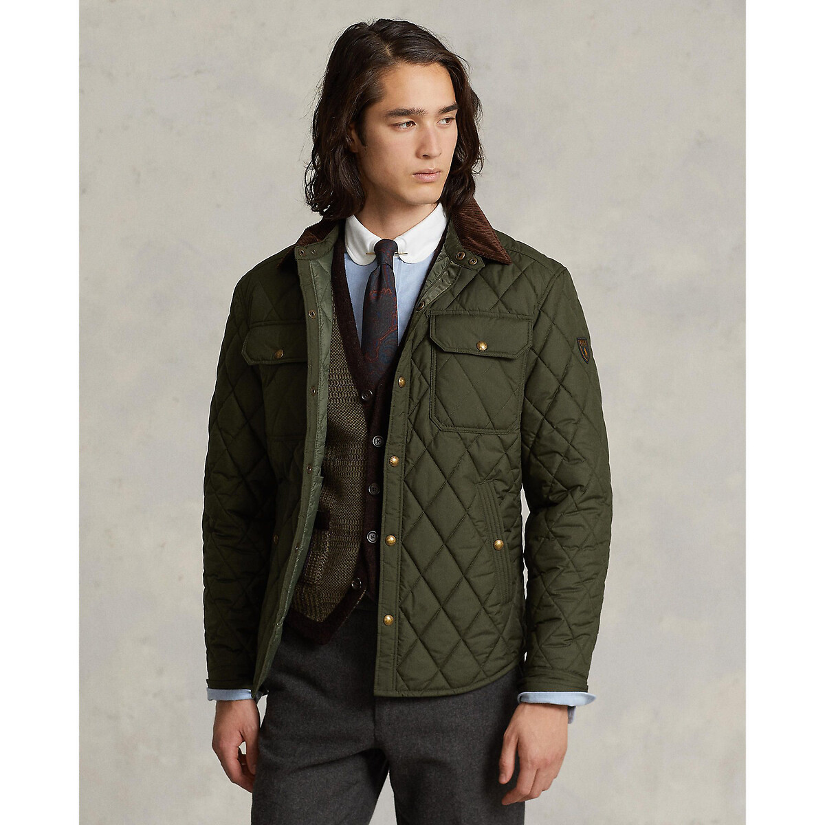 Куртка в стиле милитари стеганая  L зеленый LaRedoute, размер L